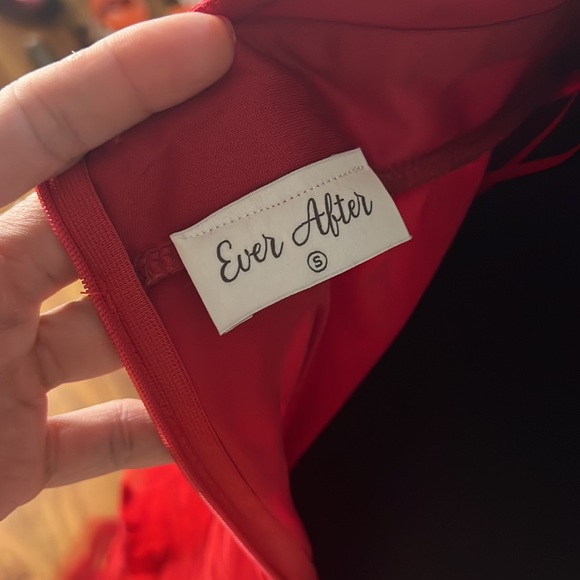 Red Maxi Dress with Chiffon Overlay SM - Picture 4 of 4